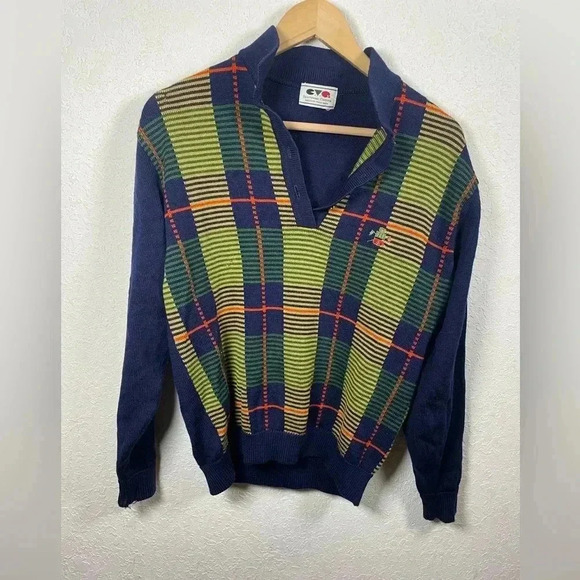 CVQ Other - Vintage CVQ Plaid Wool Sweater - Made in Italy - 100% Wool - large